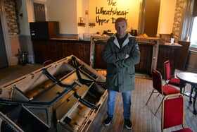The Wheatsheaf pub landlord Gary Laidler with the pool table the helpers moved