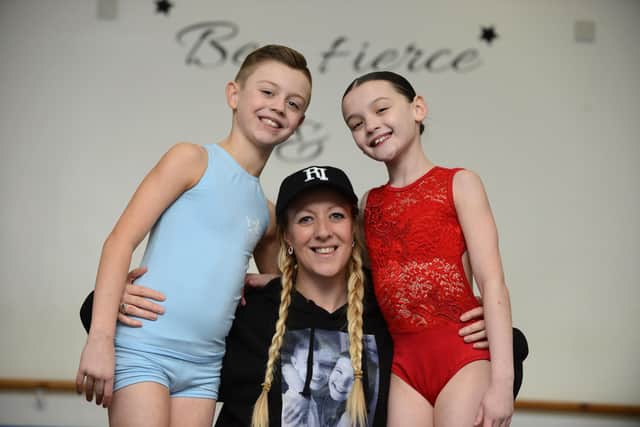 BBC Ones's The Greatest Dancer contestants Joseph Chow and Lily Straughan with teacher Keeran Greener.
