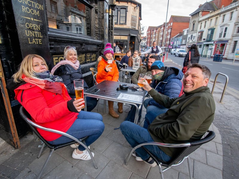 Friends enjoying a pint at The Kings, Albert Road, Southsea