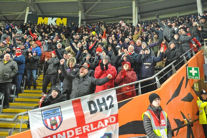 Sunderland fans at the KCOM Stadium on Saturday afternoon as Tony Mowbray's men drew 1-1 with Hull City in the Championship.