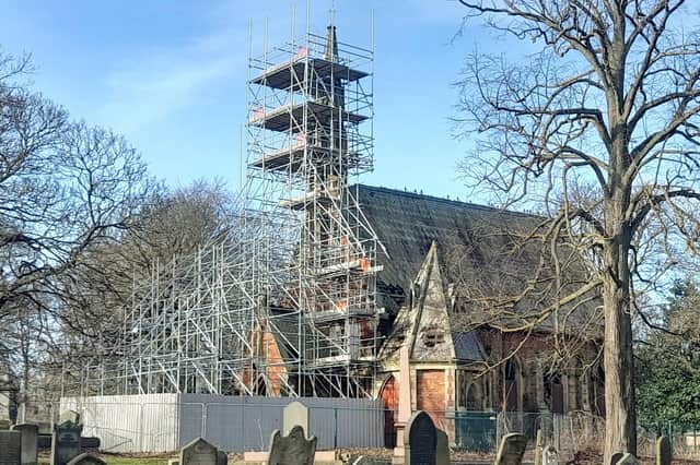 The scaffold has stood at the chapel for two years.