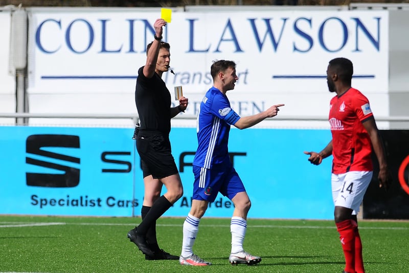 The former Aberdeen striker was shown a yellow card for simulation by referee David Dickinson