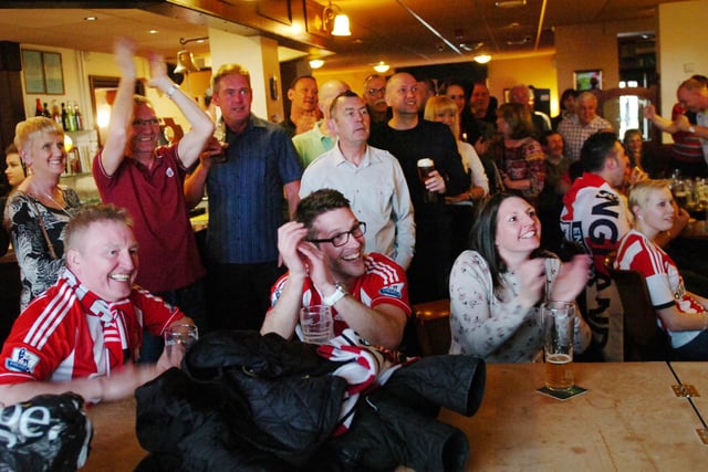 Sunderland fans watching the match  in the South Side Social Club, Easington. Remember this from six years ago?