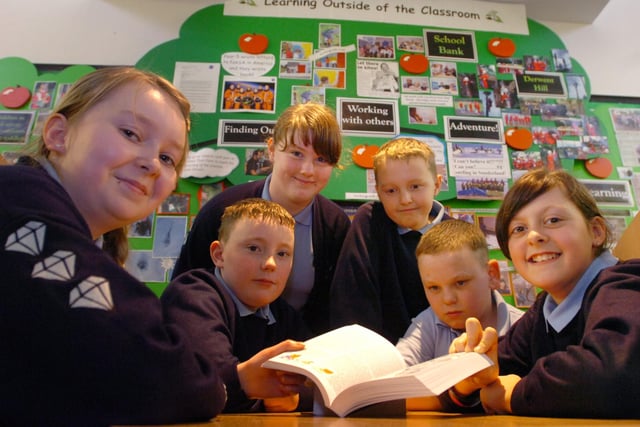 Year 6 pupils at Valley Road Primary School celebrated in 2011 after winning a 'National Learning Outside the Classroom' award. Pictured left to right are Olivia Taylor, Jack Buchan, Sara Robson, Jay Cooper, Jake Stoves and Chloe Hunt.