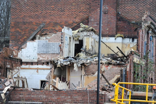 Long-hidden rooms have been revealed during demolition of the abandoned Queens Hotel pub on Scotland Street