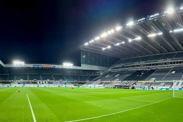 NEWCASTLE UPON TYNE, ENGLAND - OCTOBER 17: General View prior to the Premier League match between Newcastle United and Manchester United at St. James Park on October 17, 2020 in Newcastle upon Tyne, United Kingdom. Sporting stadiums around the UK remain under strict restrictions due to the Coronavirus Pandemic as Government social distancing laws prohibit fans inside venues resulting in games being played behind closed doors. (Photo by Ash Donelon/Manchester United via Getty Images)