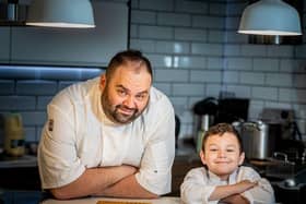 Chef Matei Baran with his son.