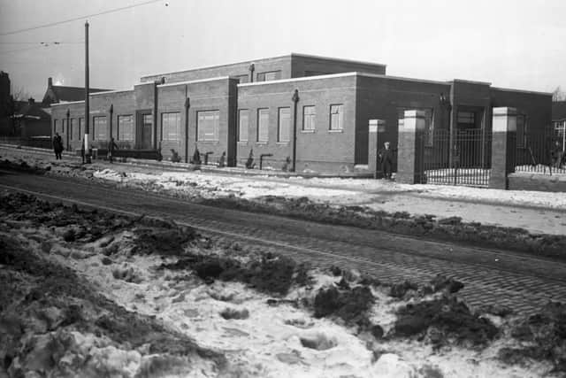 A snowy scene at Sunderland Municipal Hospital in 1941.