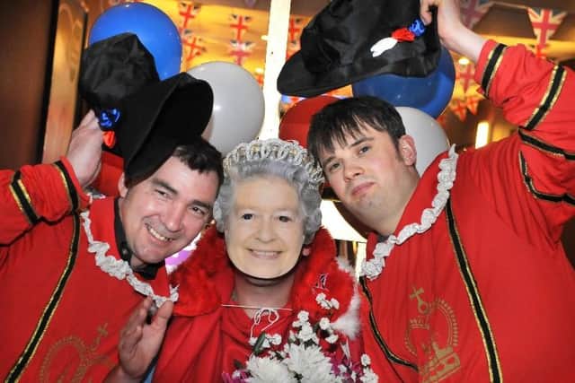 A right royal do helped raise funds for the Marie Curie charity when staff at Mecca Bingo dressed up for Jubilee Day in 2012. Pictured are ( left to right) Alan Robson, Ian Cheal and John Lloyd.