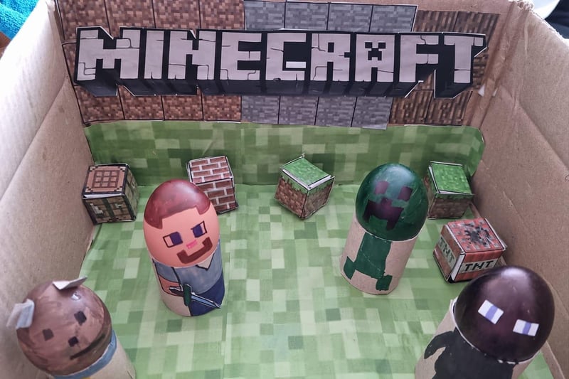 Zak, age 6, took on a Minecraft theme for his egg creation.