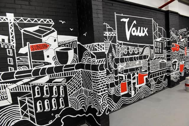 The mural pays tribute to both Vaux and Sunderland's heritage.