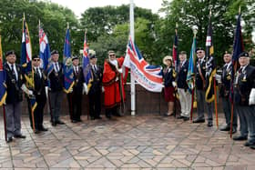 Mayor of Sunderland David Snowdon seen here raising the Armed Forces Day flag in 2019 alongside local veterans. This year will be very different, but the flag will still be raised. Picture by Frank Reid.