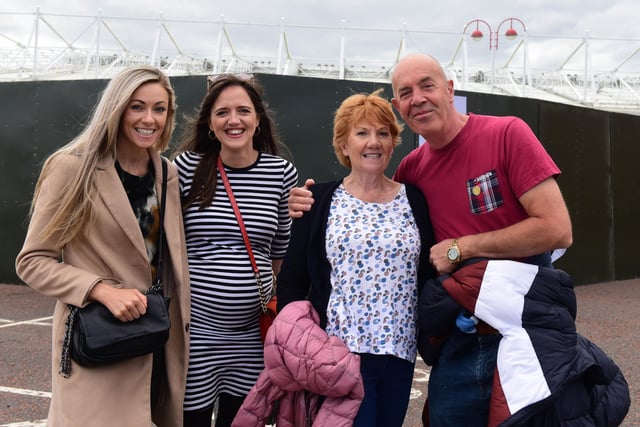 Lucy Falkingham, Natalie Smith, Janet and Chris Holmes at the the Stadium of Light for the Elton John gig tonight.