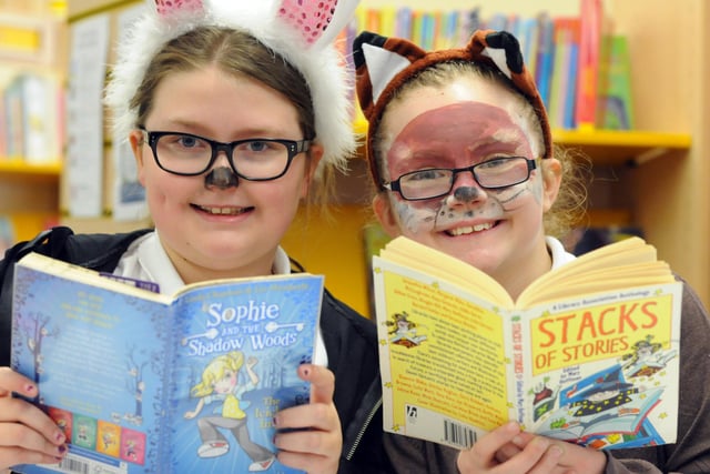 World Book Day at South Shields Central Library with Fellgate Primary School children Katie Avenell and Holly Smith, both 10. Remember this from 2015?