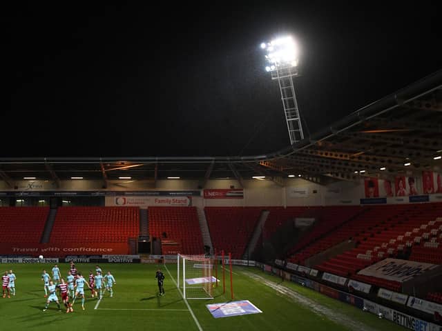 Behind closed doors at the Keepmoat Stadium. Photo: George Wood/Getty Images