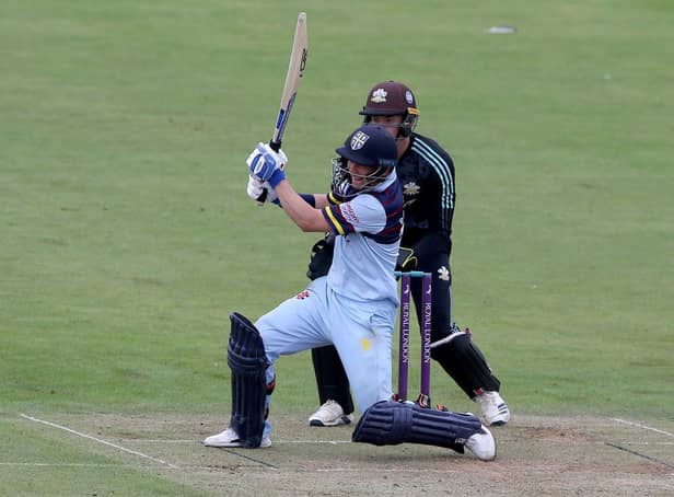 Scott Borthwick (L) of Durham in action during the Royal London Cup Semi Final between Durham and Surrey at Emirates Riverside on August 17, 2021 in Chester-le-Street, England. (Photo by Nigel Roddis/Getty Images)