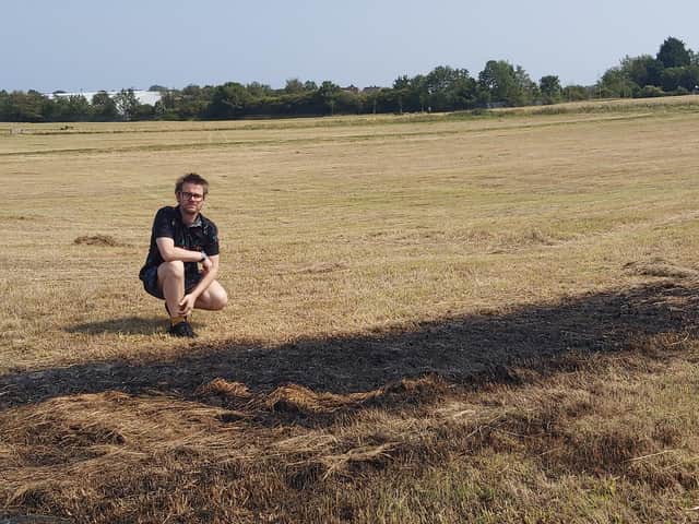 Liberal Democrat councillor Stephen O’Brien at the scene of one of several fires in the Barnes Park Extension between Grindon and Thorney Close