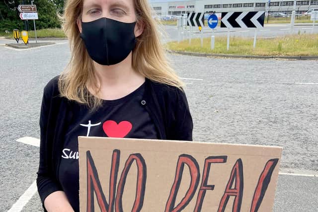 Protester Louise Brown joined in the event outside the Nissan site.