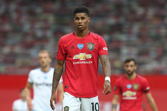 Marcus Rashford has led the campaign to help disadvantaged families during school holidays. (Photo by Matthew Peters/Manchester United via Getty Images)