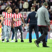 Michut pictured on the pitch at the Stadium of Light during his unveiling as a Sunderland player against Rotherham.
