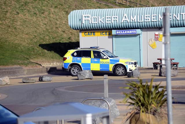 Police presence at Roker beach on the during the second week of coronavirus lockdown