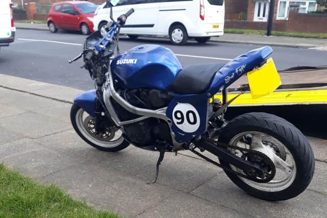 The bike seized by Sunderland police officers.