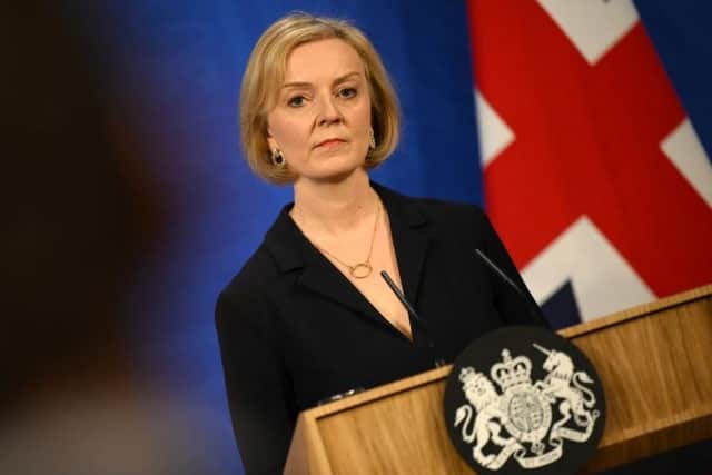Prime Minister Liz Truss talks at a press conference in 10 Downing Street after sacking her former Chancellor, Kwasi Kwarteng. Picture: Daniel Leal - WPA Pool/Getty Images.
