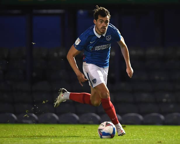 John Marquis of Portsmouth in action during the Sky Bet League One match between Portsmouth and Northampton Town at Fratton Park on October 27, 2020.
