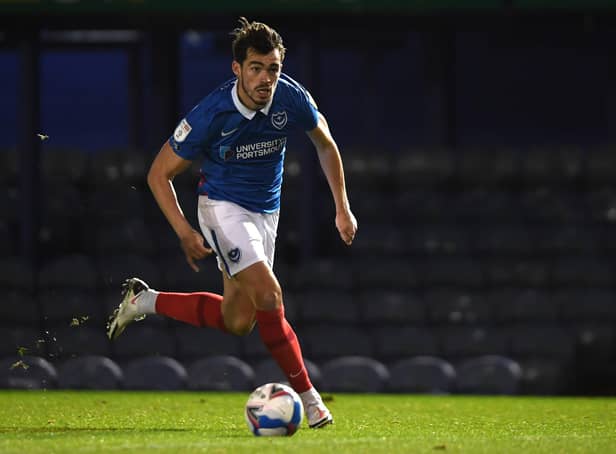 John Marquis of Portsmouth in action during the Sky Bet League One match between Portsmouth and Northampton Town at Fratton Park on October 27, 2020.