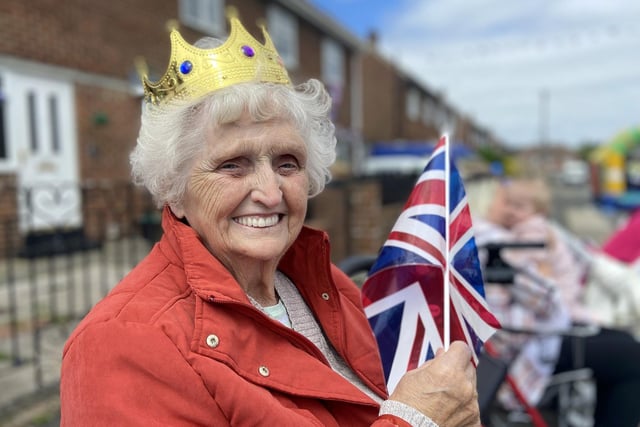 Portrush Road's eldest resident Elizabeth Laing during the Queen's Jubilee celebrations in her street.