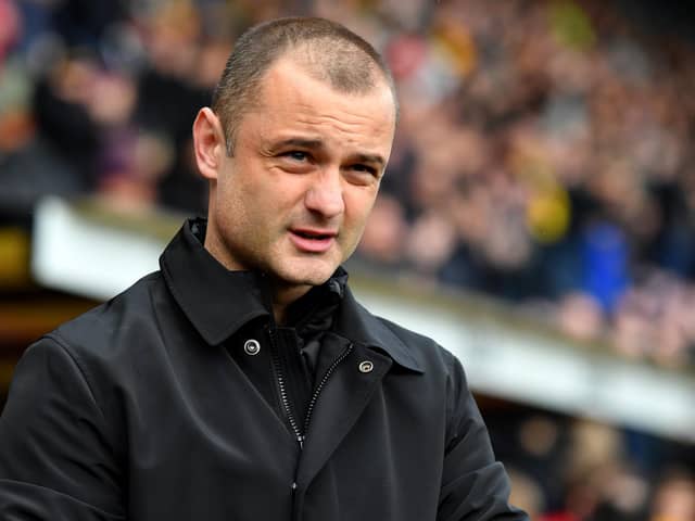 WATFORD, ENGLAND - MARCH 18: Manager of Wigan Athletic, Shaun Maloney looks on during the Sky Bet Championship between Watford and Wigan Athletic at Vicarage Road on March 18, 2023 in Watford, England. (Photo by Tom Dulat/Getty Images)