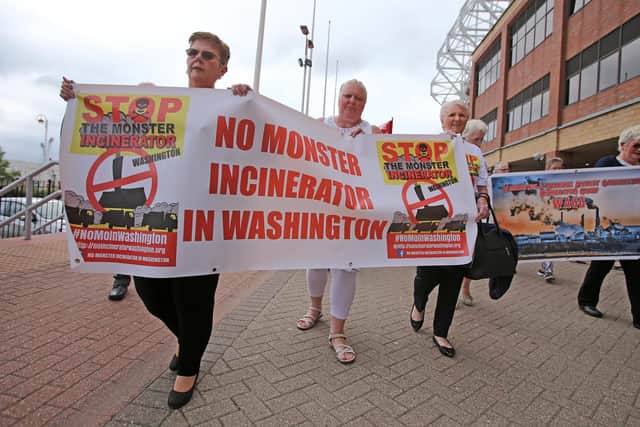 Protesters outside the Stadium of Light