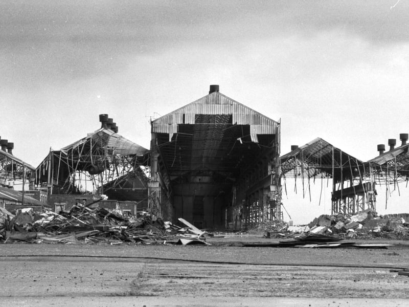 The old car factory at Linwood being demolished in August 1985.