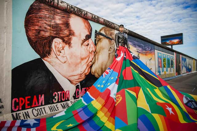 Paul Green in the Amsterdam Rainbow Dress in Berlin in 2020.

Photograph: Arnout van Krimpen