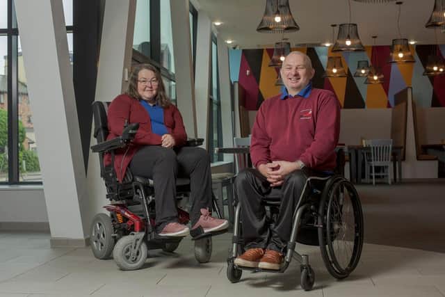 Students Kathryn Barnett and Gary Nicholson have been using art as a form of therapy to help other people with disabilities.

Picture: DAVID WOOD
