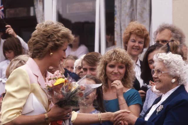 Princess Diana at St Columba's in 1990.