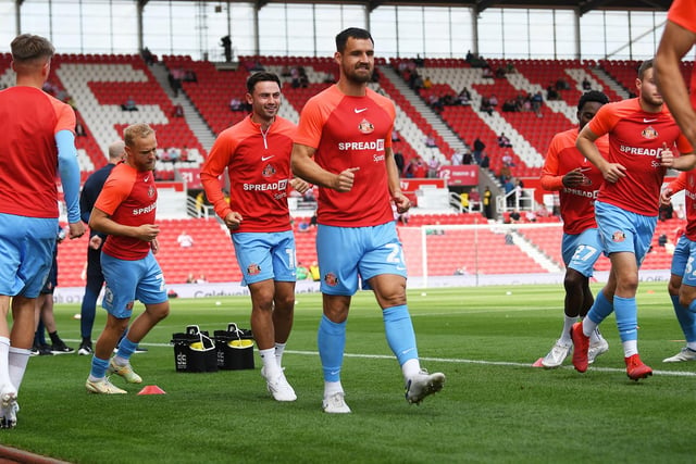 Sunderland players warming up. Picture by FRANK REID