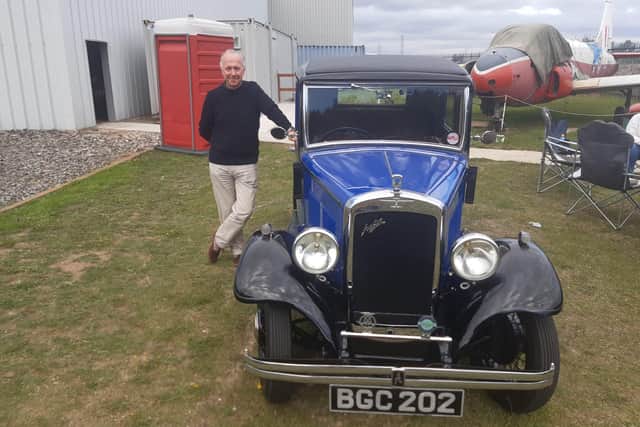Former airline pilot, Graham Smith, 71, from Durham City, with his 1934 Austin 10/4.