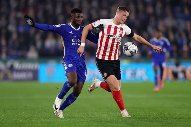 Dan Ballard playing for Sunderland against Leicester. (Photo by Alex Pantling/Getty Images)