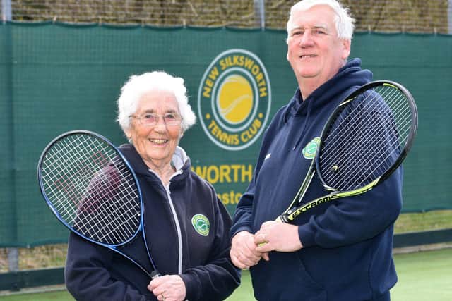 Silksworth Tennis Club Chairperson Moira Rapley and club secretary Chris Clark.