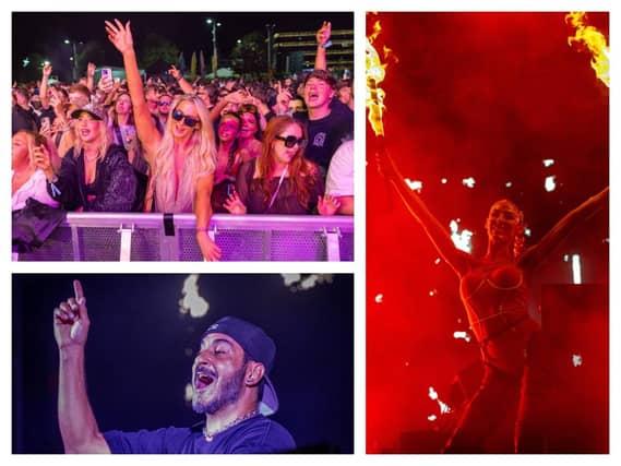 Sunderland's Keel Square lit up for the One Big Summer dance music festival on Saturday night.