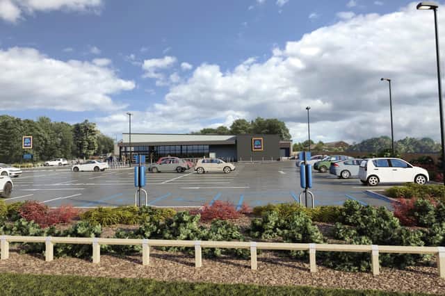 A computer image of how the proposed Aldi store would look.