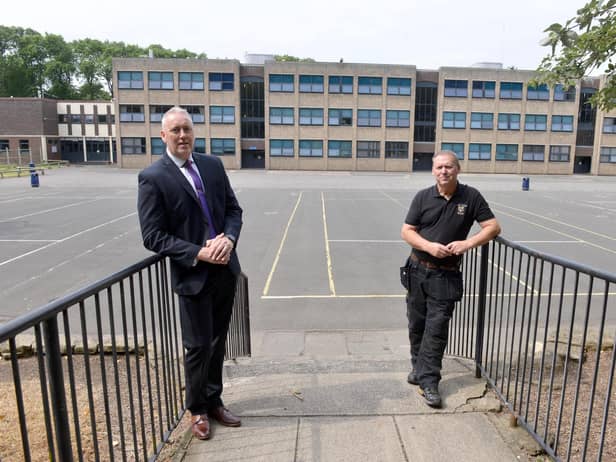 St Aidan's Catholic Academy is to benefit from a rebuiding programme scheme. From left headteacher Glenn Sanderson and site manager Ernie Laws.