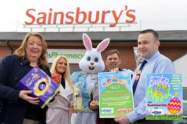 Viv Watts, charity trustee Sharon Downey, Dom Young as Bunny, Sainsbury Rob Fraser and Sainsbury deputy manager Andy Smit.