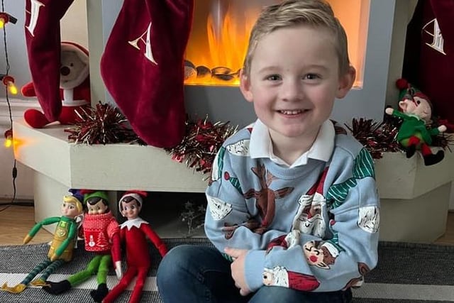 Hayden poses for a festive photo on Christmas Jumper Day.