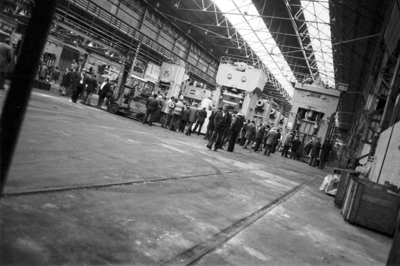 Plant and stock are auctioned off at the Linwood Rootes car factory in November 1981.