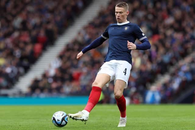 Scott McTominay of Scotland is seen in action during the UEFA EURO 2024 qualifying round group A match between Scotland and Cyprus. (Photo by Ian MacNicol/Getty Images).
