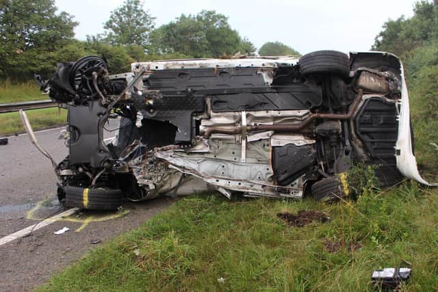 The overturned vehicle on the A19.