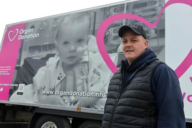 Washington company Hawthorns Logistics who have put the face of Beatrix Archbold on the side of a lorry trailer.