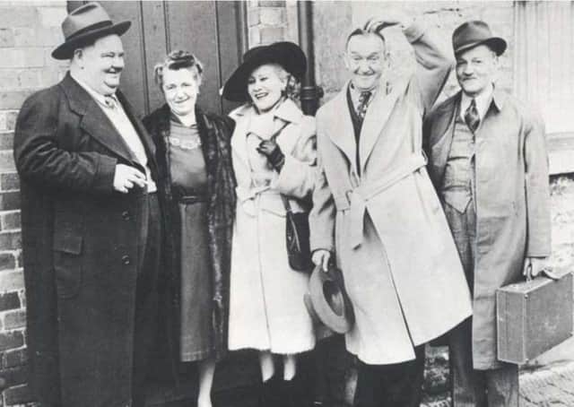 From left: Oliver Hardy, Olga Healey - Stan's sister who lived in Roker, Stan's wife Ida, Stan Laurel and Olga's husband Bill Healey.